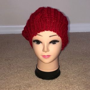 Ladies Knitted Hat red